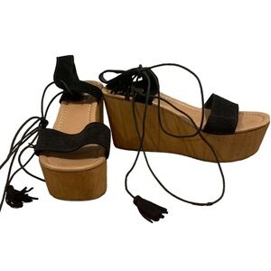 Steve Madden Shannnon Platform Leather Sandals Black size 10